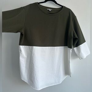 COS Olive and White Blouse Large